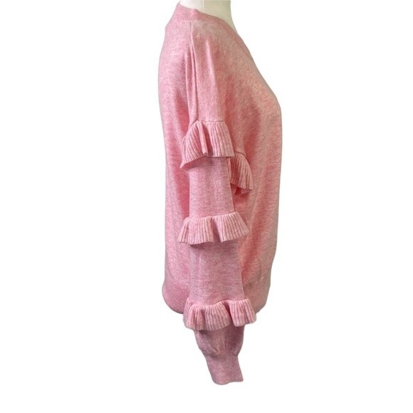J Crew NWOT Ruffle Sleeve Sweater Wool Blend Pullover Ballet Girl Barbie Pink - Picture 5 of 16